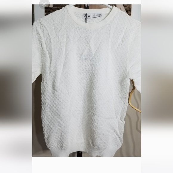 Zara Textured T Shirt knitted Sz M - Picture 4 of 4
